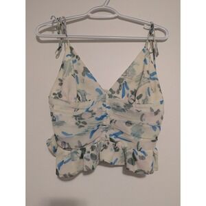 Aritzia Wilfred Celia Camisole Top Short Sleeve Crop Floral Womens Size 8 Medium